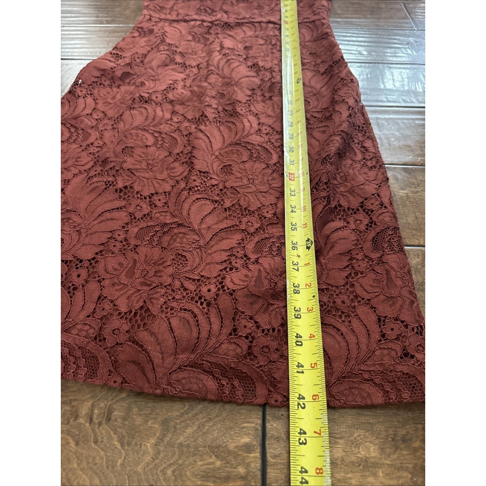 H&M Deep Rust Lace Flutter Sleeve Cap Sleeve Sheath Pencil Dress Size 6 - Picture 7 of 9